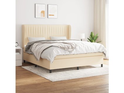 vidaXL Posteľný rám boxspring s matracom krémový 180x200 cm látka