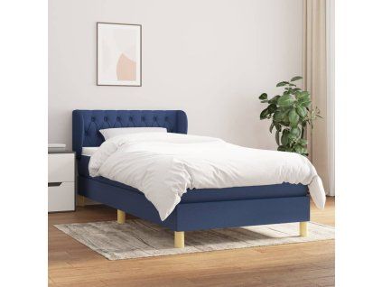 vidaXL Posteľný rám boxsping s matracom modrý 80x200 cm látka