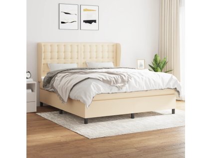 vidaXL Posteľný rám boxspring s matracom krémový 180x200 cm látka