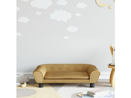 vidaXL Detská pohovka hnedá 70x45x26 cm zamat