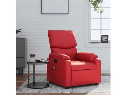 vidaXL Sklápacie masážne kreslo červené umelá koža