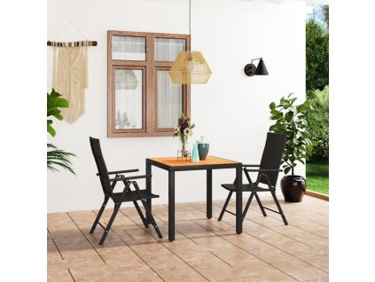 vidaXL 3-dielna záhradná jedálenská súprava čierno-hnedá