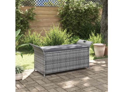 vidaXL Úložná lavica s podložkou, sivá 138 cm, polyratan