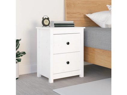 vidaXL Nočný stolík biely 50x35x61,5 cm masívne borovicové drevo