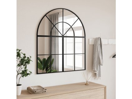 vidaXL Nástenné zrkadlo čierne 80x40 cm oblúkové železné