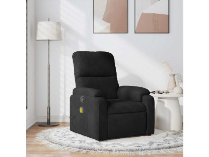 vidaXL Masážne polohovacie kreslo čierne mikrovláknová látka