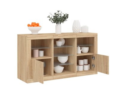 vidaXL Komoda s LED svetlami dub sonoma 123x37x67 cm