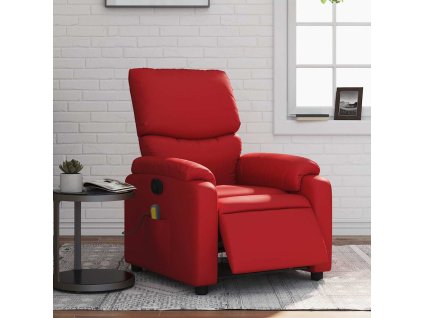 vidaXL Elektrické masážne sklápacie kreslo červené umelá koža