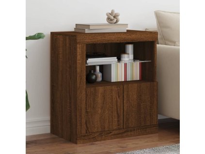 vidaXL Komoda s LED svetlami hnedý dub 60,5x37x67 cm