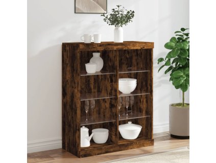 vidaXL Komoda s LED svetlami dymový dub 81x37x100 cm