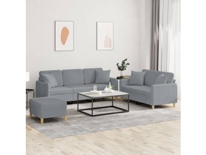 vidaXL 3-dielna sedacia súprava s vankúšmi sivohnedá látka