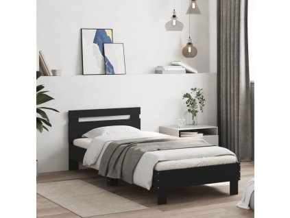 vidaXL Posteľný rám s čelom čierny 90x200 cm kompozitné drevo