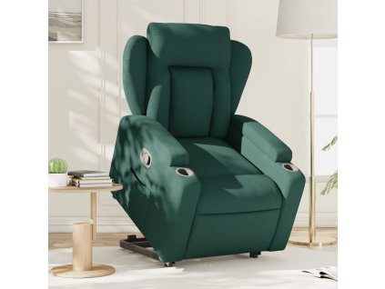 vidaXL Zdvíhacie sklápacie kreslo tmavozelené látka