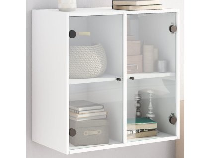 vidaXL Bočná skrinka so sklenenými dvierkami biela 68x37x68,5 cm