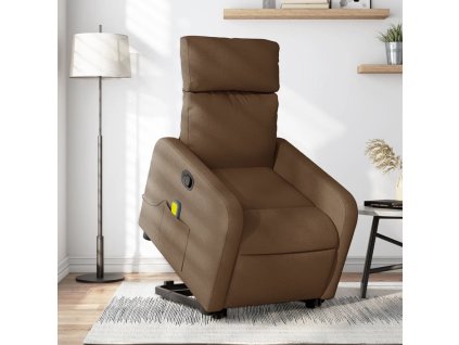 vidaXL Zdvíhacie a sklápacie masážne kreslo hnedé látka