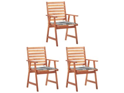 vidaXL Vonkajšie jedálenské stoličky s podložkami 3 ks masívna akácia