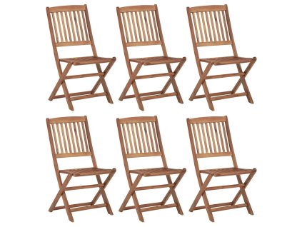 vidaXL Skladacie záhradné stoličky 6 ks akáciový masív