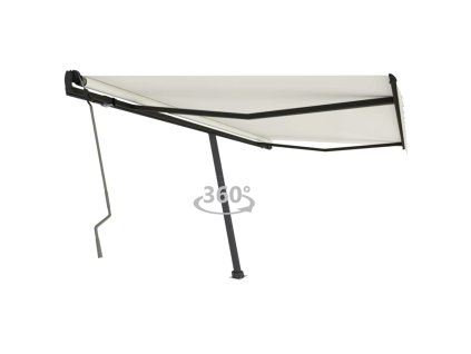 vidaXL Samostatne stojaca ručne zaťahovacia markíza 400x350cm krémová