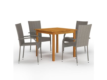 vidaXL 5-dielna záhradná jedálenská súprava sivá