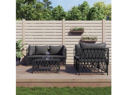 vidaXL 5-dielna záhradná sedacia súprava s podložkami antracitová oceľ