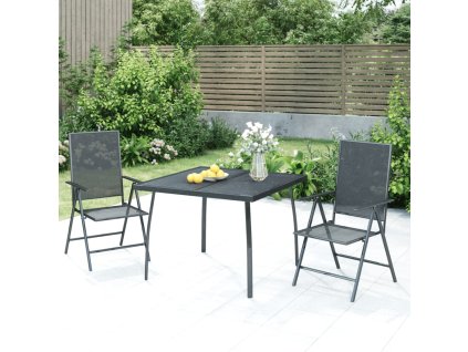 vidaXL 3-dielna záhradná jedálenská súprava oceľová antracitová