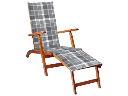 vidaXL Kreslo na terasu s opierkou na nohy a podložkou, akáciový masív