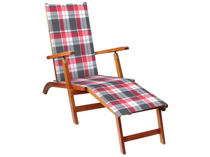 vidaXL Kreslo na terasu s opierkou na nohy a podložkou, akáciový masív