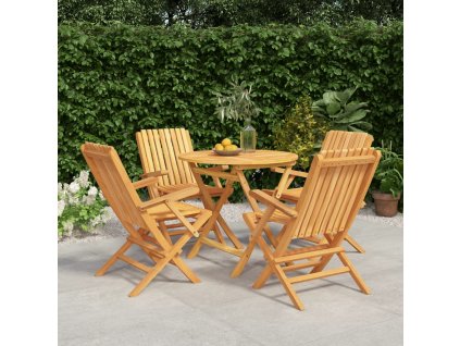 vidalXL 5-dielna záhradná jedálenská súprava tíkový masív
