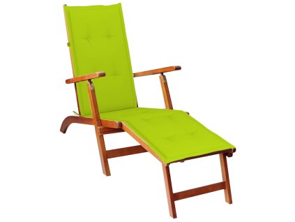 vidaXL Kreslo na terasu s opierkou na nohy a podložkou, akáciový masív