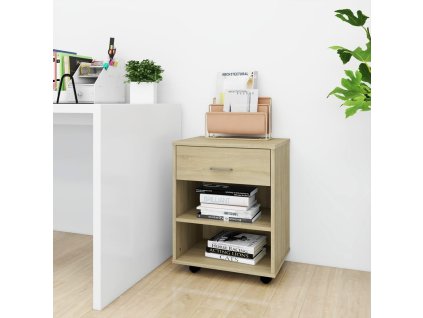 vidaXL Skrinka na kolieskach, dub sonoma 46x36x59 cm, kompozitné drevo