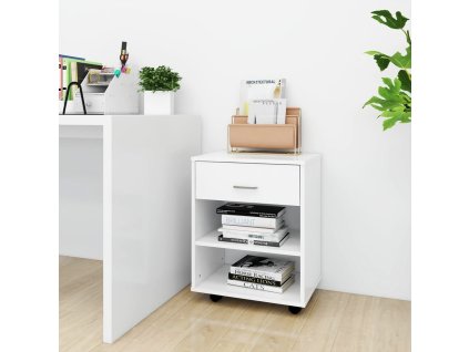 vidaXL Skrinka na kolieskach, biela 46x36x59 cm, kompozitné drevo