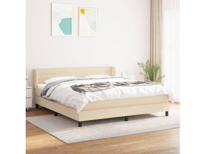 vidaXL Posteľný rám boxspring s matracom krémový 180x200 cm látka