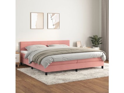 vidaXL Posteľný rám boxsping s matracom ružový200x200 cm zamat