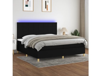vidaXL Posteľ boxsping s matracom a LED čierna 200x200 cm látka
