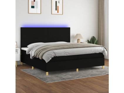 vidaXL Posteľ boxsping s matracom a LED čierna 200x200 cm látka