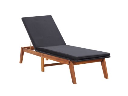 vidaXL Záhradné ležadlo s podložkou, polyratan a akáciový masív