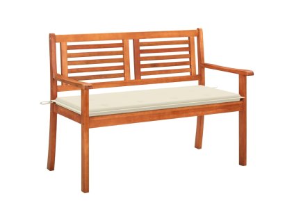 vidaXL 2-miestna záhradná lavica s vankúšom 120 cm eukalyptový masív