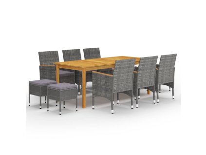 vidaXL 11-dielna záhradná jedálenská súprava sivá