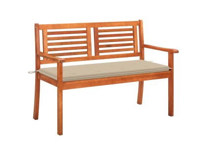 vidaXL 2-miestna záhradná lavica s vankúšom 120 cm eukalyptový masív