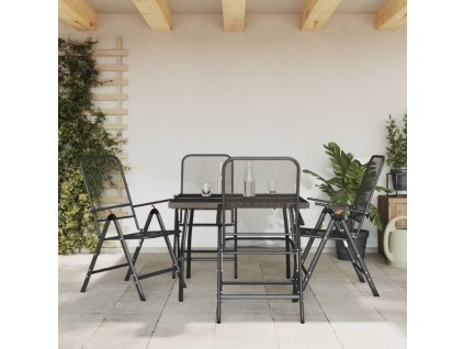 vidaXL 5-dielna záhradná jedálenská sada antracitová kovová sieťovina