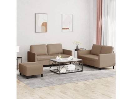 vidaXL 3-dielna sedacia súprava s vankúšmi kapučínová umelá koža