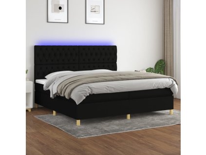 vidaXL Posteľ boxsping s matracom a LED čierna 200x200 cm látka