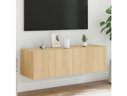 vidaXL TV nástenná skrinka s LED svetlami dub sonoma 100x35x31 cm