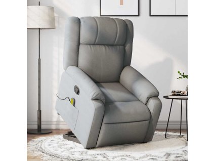 vidaXL Zdvíhacie a sklápacie masážne kreslo bledosivé látka