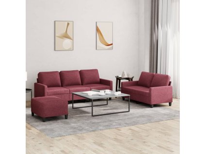 vidaXL 3-dielna sedacia súprava s vankúšmi vínová látka