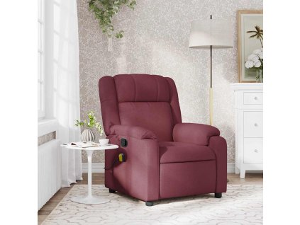 vidaXL Sklápacie masážne kreslo vínovo-červené látka