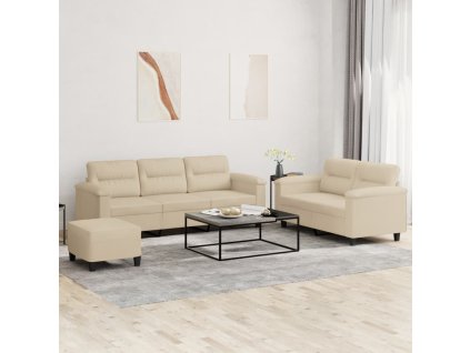 vidaXL 3-dielna sedacia súprava s vankúšmi krémová mikrovlákno