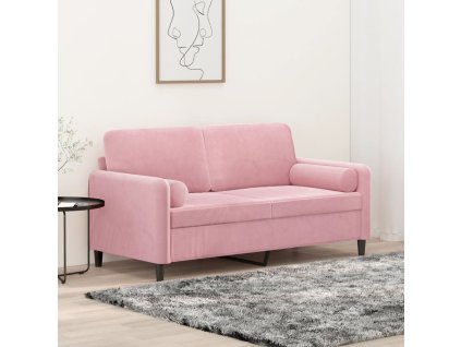 vidaXL 2-miestna pohovka s vankúšmi ružová 140 cm zamat