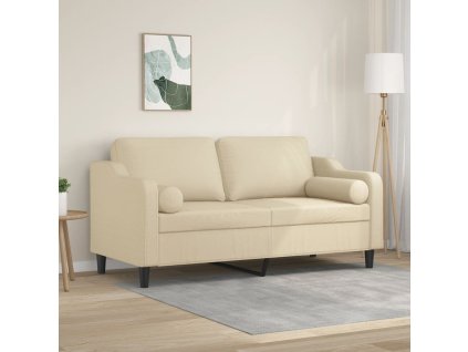 vidaXL 2-miestna pohovka s vankúšmi krémová 140 cm látka