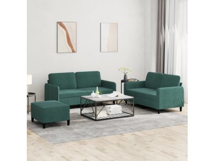 vidaXL 3-dielna sedacia súprava tmavozelená zamat